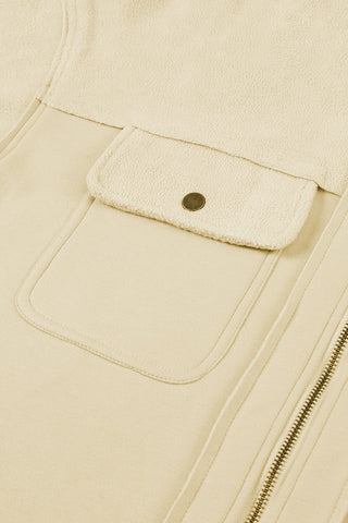 Pink Bishop Sleeve Zip Up Hoodie Jacket with Flap Pockets